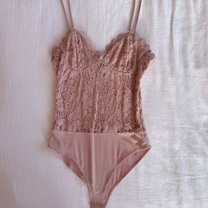 Forever 21 pink lace bodysuit
